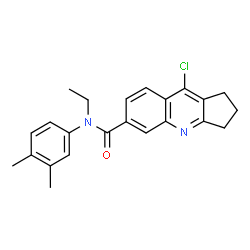 ChemSpider 2D Image | 9-Chloro-N-(3,4-dimethylphenyl)-N-ethyl-2,3-dihydro-1H-cyclopenta[b]quinoline-6-carboxamide | C23H23ClN2O