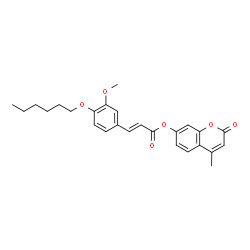 ChemSpider 2D Image | 4-Methyl-2-oxo-2H-chromen-7-yl (2E)-3-[4-(hexyloxy)-3-methoxyphenyl]acrylate | C26H28O6