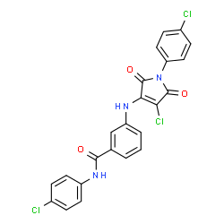 ChemSpider 2D Image | 3-{[4-Chloro-1-(4-chlorophenyl)-2,5-dioxo-2,5-dihydro-1H-pyrrol-3-yl]amino}-N-(4-chlorophenyl)benzamide | C23H14Cl3N3O3