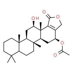 ChemSpider 2D Image | (4S,5aS,5bR,11aS,11bR,13R,13aS)-13-Hydroxy-5b,8,8,11a,13a-pentamethyl-1-oxo-1,3,4,5,5a,5b,6,7,7a,8,9,10,11,11a,11b,12,13,13a-octadecahydrochryseno[1,2-c]furan-4-yl acetate | C27H40O5