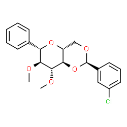ChemSpider 2D Image | (1S)-1,5-Anhydro-4,6-O-(3-chlorobenzylidene)-2,3-di-O-methyl-1-phenyl-D-glucitol | C21H23ClO5