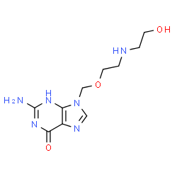 ChemSpider 2D Image | 2-Amino-9-({2-[(2-hydroxyethyl)amino]ethoxy}methyl)-3,9-dihydro-6H-purin-6-one | C10H16N6O3