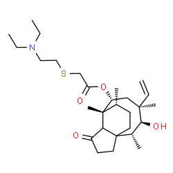 ChemSpider 2D Image | (2R,3S,4S,6R,7R,14R)-3-Hydroxy-2,4,7,14-tetramethyl-9-oxo-4-vinyltricyclo[5.4.3.0~1,8~]tetradec-6-yl {[2-(diethylamino)ethyl]sulfanyl}acetate | C28H47NO4S