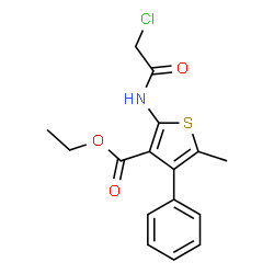 ChemSpider 2D Image | ethyl 2-(2-chloroacetamido)-5-methyl-4-phenylthiophene-3-carboxylate | C16H16ClNO3S