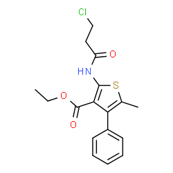 ChemSpider 2D Image | ethyl 2-(3-chloropropanamido)-5-methyl-4-phenylthiophene-3-carboxylate | C17H18ClNO3S