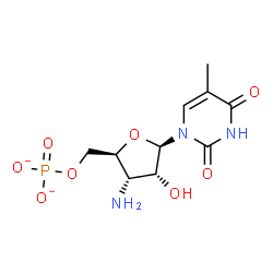ChemSpider 2D Image | 3'-Amino-3'-deoxy-5-methyl-5'-O-phosphonatouridine | C10H14N3O8P