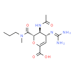 ChemSpider 2D Image | (2S,3S,4R)-3-Acetamido-4-[(diaminomethylene)amino]-2-[methyl(propyl)carbamoyl]-3,4-dihydro-2H-pyran-6-carboxylic acid | C14H23N5O5