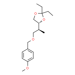 ChemSpider 2D Image | (4R)-2,2-Diethyl-4-{(2S)-1-[(4-methoxybenzyl)oxy]-2-propanyl}-1,3-dioxolane | C18H28O4