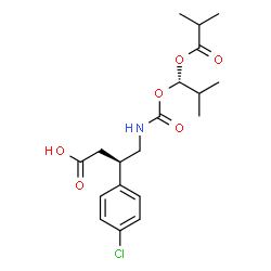 ChemSpider 2D Image | (3R)-3-(4-Chlorophenyl)-4-({[(1R)-1-(isobutyryloxy)-2-methylpropoxy]carbonyl}amino)butanoic acid | C19H26ClNO6
