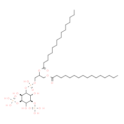 ChemSpider 2D Image | 3-[(Hydroxy{[(2R,3R,5S,6R)-2,4,6-trihydroxy-3,5-bis(phosphonooxy)cyclohexyl]oxy}phosphoryl)oxy]-1,2-propanediyl dihexadecanoate | C41H81O19P3