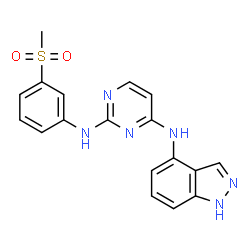 ChemSpider 2D Image | N^4^-1H-indazol-4-yl-N^2^-[3-(methylsulfonyl)phenyl]pyrimidine-2,4-diamine | C18H16N6O2S