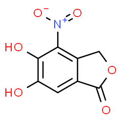 ChemSpider 2D Image | 5,6-Dihydroxy-4-nitro-2-benzofuran-1(3H)-one | C8H5NO6