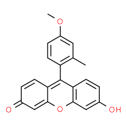 ChemSpider 2D Image | 6-Hydroxy-9-(4-methoxy-2-methylphenyl)-3H-xanthen-3-one | C21H16O4