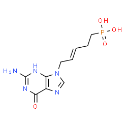 ChemSpider 2D Image | [(3E)-5-(2-Amino-6-oxo-3,6-dihydro-9H-purin-9-yl)-3-penten-1-yl]phosphonic acid | C10H14N5O4P