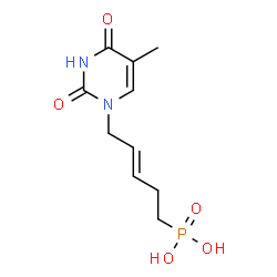 ChemSpider 2D Image | [(3E)-5-(5-Methyl-2,4-dioxo-3,4-dihydro-1(2H)-pyrimidinyl)-3-penten-1-yl]phosphonic acid | C10H15N2O5P