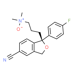 ChemSpider 2D Image | (1S)-1-[3-(Dimethylnitroryl)propyl]-1-(4-fluorophenyl)-1,3-dihydro-2-benzofuran-5-carbonitrile | C20H21FN2O2