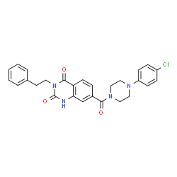 ChemSpider 2D Image | 7-{[4-(4-Chlorophenyl)-1-piperazinyl]carbonyl}-3-(2-phenylethyl)-2,4(1H,3H)-quinazolinedione | C27H25ClN4O3