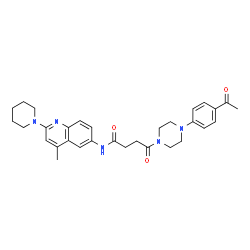 ChemSpider 2D Image | 4-[4-(4-Acetylphenyl)-1-piperazinyl]-N-[4-methyl-2-(1-piperidinyl)-6-quinolinyl]-4-oxobutanamide | C31H37N5O3