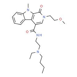ChemSpider 2D Image | N-{2-[Butyl(ethyl)amino]ethyl}-2-(2-methoxyethyl)-9-methyl-1-oxo-2,9-dihydro-1H-beta-carboline-4-carboxamide | C24H34N4O3