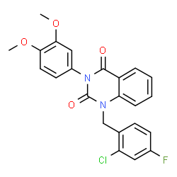 ChemSpider 2D Image | 1-(2-Chloro-4-fluorobenzyl)-3-(3,4-dimethoxyphenyl)-2,4(1H,3H)-quinazolinedione | C23H18ClFN2O4