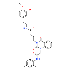 ChemSpider 2D Image | N-[2-(3,4-Dimethoxyphenyl)ethyl]-4-{1-[2-(mesitylamino)-2-oxoethyl]-2,4-dioxo-1,4-dihydro-3(2H)-quinazolinyl}butanamide | C33H38N4O6