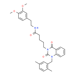 ChemSpider 2D Image | N-[2-(3,4-Dimethoxyphenyl)ethyl]-5-[1-(2,5-dimethylbenzyl)-2,4-dioxo-1,4-dihydro-3(2H)-quinazolinyl]pentanamide | C32H37N3O5
