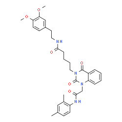 ChemSpider 2D Image | N-[2-(3,4-Dimethoxyphenyl)ethyl]-5-[1-{2-[(2,4-dimethylphenyl)amino]-2-oxoethyl}-2,4-dioxo-1,4-dihydro-3(2H)-quinazolinyl]pentanamide | C33H38N4O6