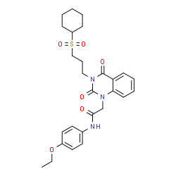 ChemSpider 2D Image | 2-{3-[3-(Cyclohexylsulfonyl)propyl]-2,4-dioxo-3,4-dihydro-1(2H)-quinazolinyl}-N-(4-ethoxyphenyl)acetamide | C27H33N3O6S