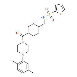 ChemSpider 2D Image | N-[(4-{[4-(2,5-Dimethylphenyl)-1-piperazinyl]carbonyl}cyclohexyl)methyl]-2-thiophenesulfonamide | C24H33N3O3S2