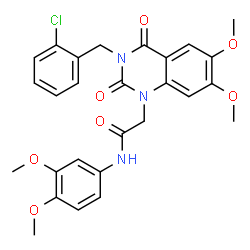 ChemSpider 2D Image | 2-[3-(2-Chlorobenzyl)-6,7-dimethoxy-2,4-dioxo-3,4-dihydro-1(2H)-quinazolinyl]-N-(3,4-dimethoxyphenyl)acetamide | C27H26ClN3O7