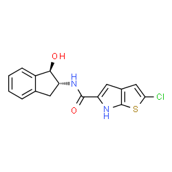 ChemSpider 2D Image | 2-Chloro-N-[(1R,2R)-1-hydroxy-2,3-dihydro-1H-inden-2-yl]-6H-thieno[2,3-b]pyrrole-5-carboxamide | C16H13ClN2O2S