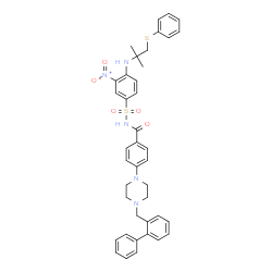 ChemSpider 2D Image | 4-[4-(biphenyl-2-ylmethyl)piperazin-1-yl]-N-[(4-{[1,1-dimethyl-2-(phenylthio)ethyl]amino}-3-nitrophenyl)sulfonyl]benzamide | C40H41N5O5S2