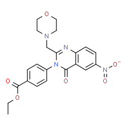 ChemSpider 2D Image | Ethyl 4-[2-(4-morpholinylmethyl)-6-nitro-4-oxo-3(4H)-quinazolinyl]benzoate | C22H22N4O6