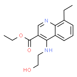 ChemSpider 2D Image | Ethyl 8-ethyl-4-[(2-hydroxyethyl)amino]-3-quinolinecarboxylate | C16H20N2O3