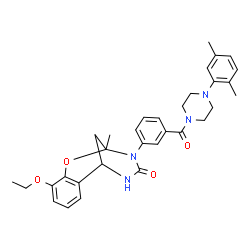 ChemSpider 2D Image | 10-(3-{[4-(2,5-Dimethylphenyl)-1-piperazinyl]carbonyl}phenyl)-6-ethoxy-9-methyl-8-oxa-10,12-diazatricyclo[7.3.1.0~2,7~]trideca-2,4,6-trien-11-one | C32H36N4O4