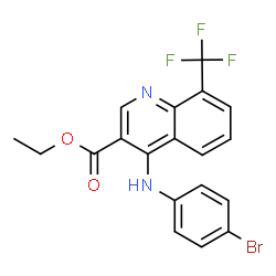 ChemSpider 2D Image | Ethyl 4-[(4-bromophenyl)amino]-8-(trifluoromethyl)-3-quinolinecarboxylate | C19H14BrF3N2O2