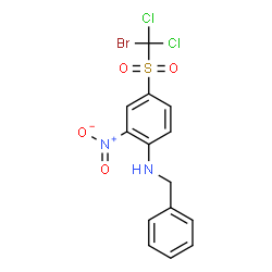 ChemSpider 2D Image | N-Benzyl-4-{[bromo(dichloro)methyl]sulfonyl}-2-nitroaniline | C14H11BrCl2N2O4S