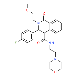 ChemSpider 2D Image | 3-(4-Fluorophenyl)-2-(2-methoxyethyl)-N-[2-(4-morpholinyl)ethyl]-1-oxo-1,2,3,4-tetrahydro-4-isoquinolinecarboxamide | C25H30FN3O4