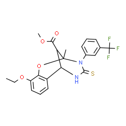 ChemSpider 2D Image | Methyl 6-ethoxy-9-methyl-11-thioxo-10-[3-(trifluoromethyl)phenyl]-8-oxa-10,12-diazatricyclo[7.3.1.0~2,7~]trideca-2,4,6-triene-13-carboxylate | C22H21F3N2O4S