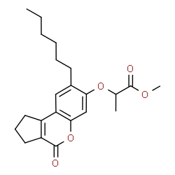 ChemSpider 2D Image | Methyl 2-[(8-hexyl-4-oxo-1,2,3,4-tetrahydrocyclopenta[c]chromen-7-yl)oxy]propanoate | C22H28O5