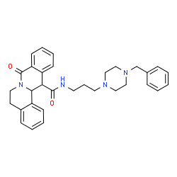 ChemSpider 2D Image | N-[3-(4-Benzyl-1-piperazinyl)propyl]-8-oxo-5,8,13,13a-tetrahydro-6H-isoquinolino[3,2-a]isoquinoline-13-carboxamide | C32H36N4O2