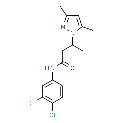 ChemSpider 2D Image | N-(3,4-Dichlorophenyl)-3-(3,5-dimethyl-1H-pyrazol-1-yl)butanamide | C15H17Cl2N3O
