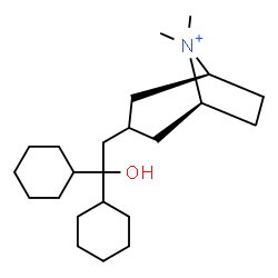 ChemSpider 2D Image | (1S,5S)-3-(2,2-Dicyclohexyl-2-hydroxyethyl)-8,8-dimethyl-8-azoniabicyclo[3.2.1]octane | C23H42NO