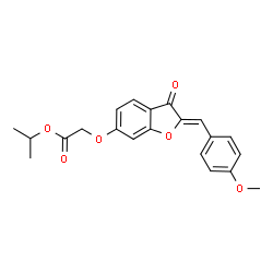 ChemSpider 2D Image | Isopropyl {[(2Z)-2-(4-methoxybenzylidene)-3-oxo-2,3-dihydro-1-benzofuran-6-yl]oxy}acetate | C21H20O6
