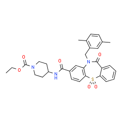 ChemSpider 2D Image | Ethyl 4-({[10-(2,5-dimethylbenzyl)-5,5-dioxido-11-oxo-10,11-dihydrodibenzo[b,f][1,4]thiazepin-8-yl]carbonyl}amino)-1-piperidinecarboxylate | C31H33N3O6S