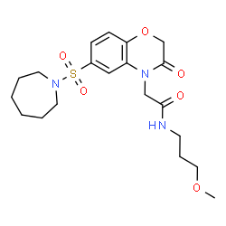 ChemSpider 2D Image | 2-[6-(1-Azepanylsulfonyl)-3-oxo-2,3-dihydro-4H-1,4-benzoxazin-4-yl]-N-(3-methoxypropyl)acetamide | C20H29N3O6S