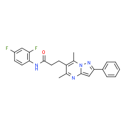 ChemSpider 2D Image | N-(2,4-Difluorophenyl)-3-(5,7-dimethyl-2-phenylpyrazolo[1,5-a]pyrimidin-6-yl)propanamide | C23H20F2N4O