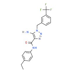 ChemSpider 2D Image | 5-Amino-N-(4-ethylphenyl)-1-[3-(trifluoromethyl)benzyl]-1H-1,2,3-triazole-4-carboxamide | C19H18F3N5O