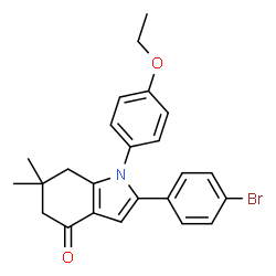 ChemSpider 2D Image | 2-(4-Bromophenyl)-1-(4-ethoxyphenyl)-6,6-dimethyl-1,5,6,7-tetrahydro-4H-indol-4-one | C24H24BrNO2