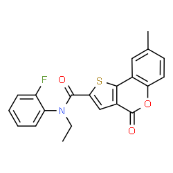ChemSpider 2D Image | N-Ethyl-N-(2-fluorophenyl)-8-methyl-4-oxo-4H-thieno[3,2-c]chromene-2-carboxamide | C21H16FNO3S
